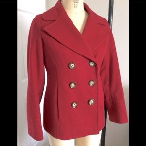 Red pea coat
